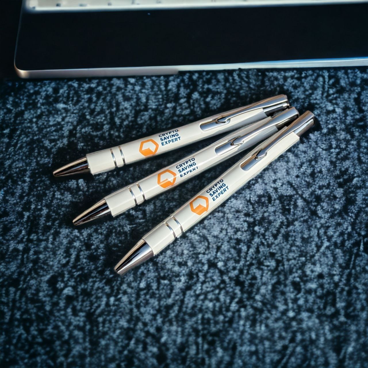 Official CSE Logo Pen laid on carpet | Ballpoint Pen front view | Stationary 3x pen