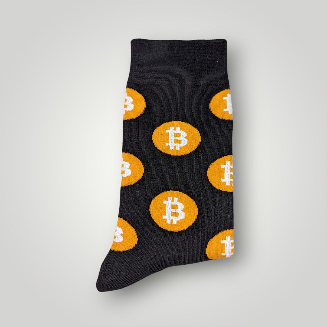 Bitcoin Logo Socks side view| Cryptocurrency Footwear socks | Unisex BTC Socks side bundle deal