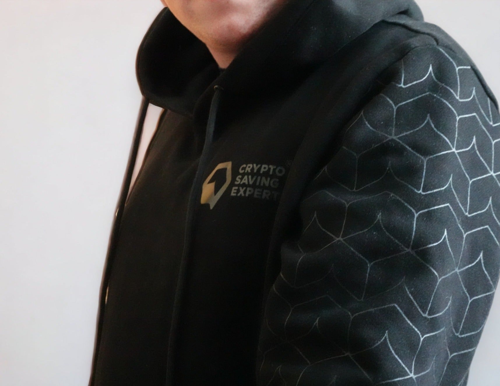 CSE Hoodie, Cryptocurrency Design, Stealth Design from side angle