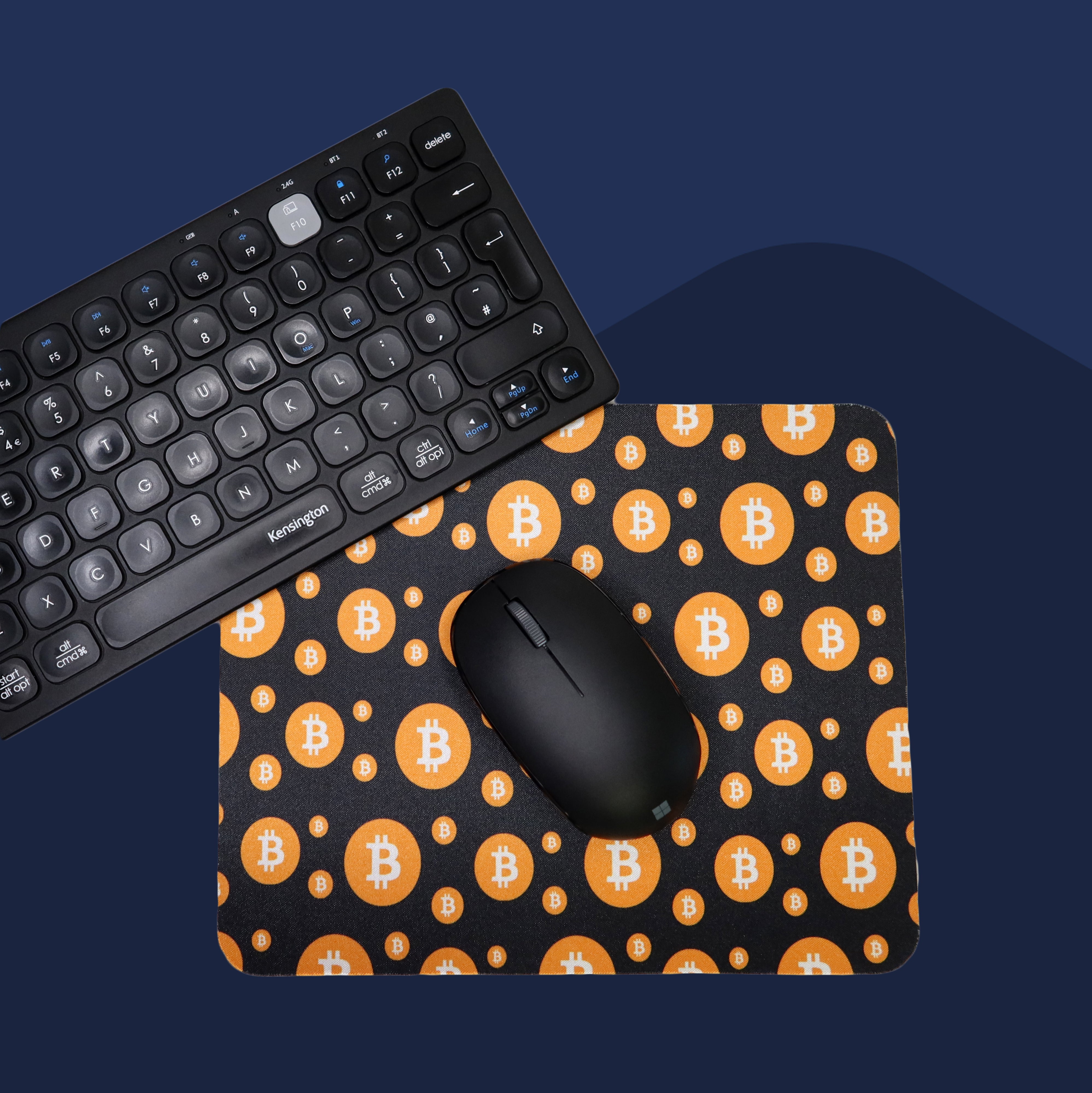 Bitcoin Mouse Mat and mouse close | Bitcoin Logo Mouse Pad and keyboard | Computer Mouse Pad black with keyboard