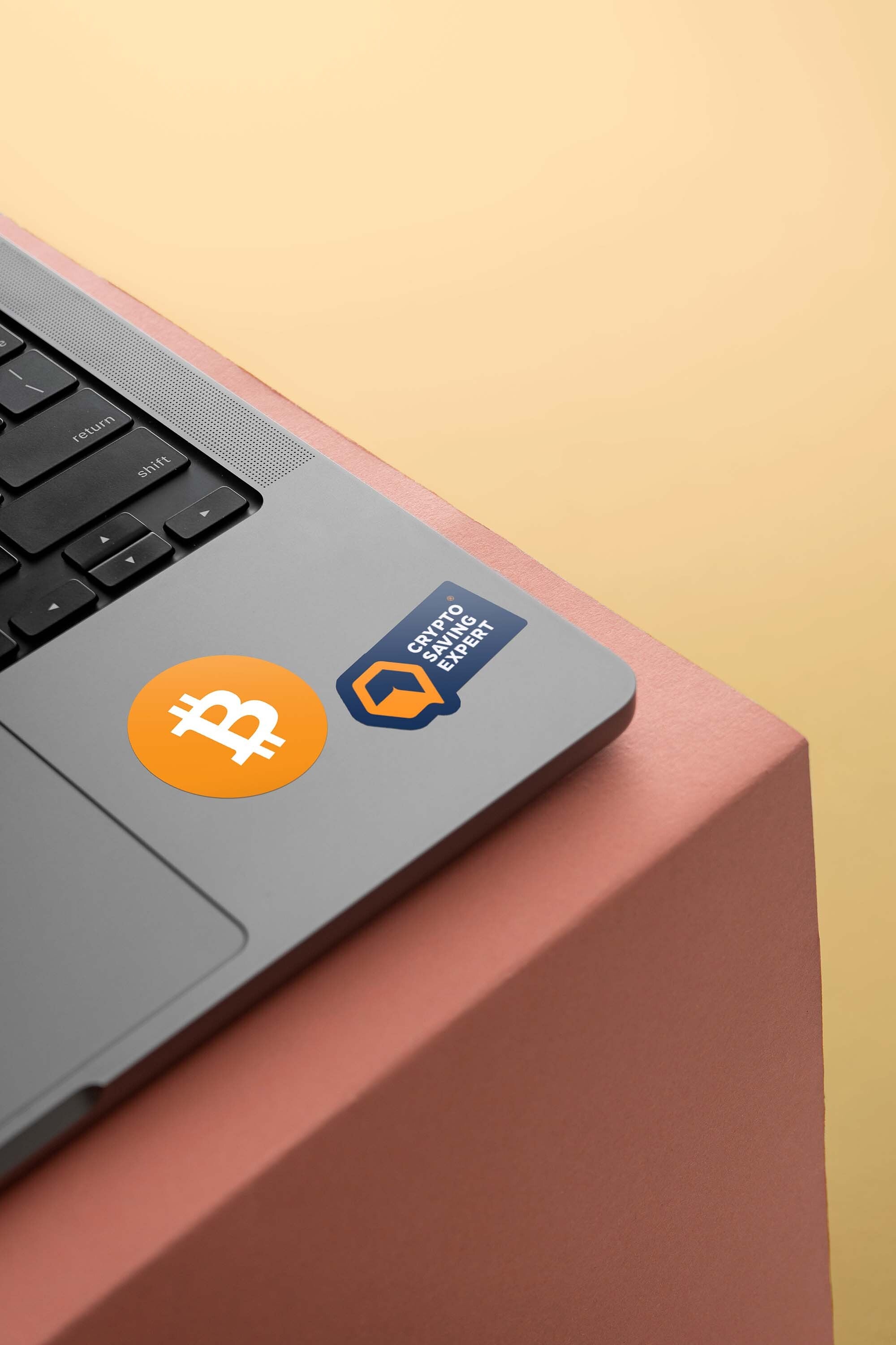 Bitcoin Logo Sticker on computer | Bitcoin Logo Self-adhesive Sticker laptop | Crypto Sticker on front laptop