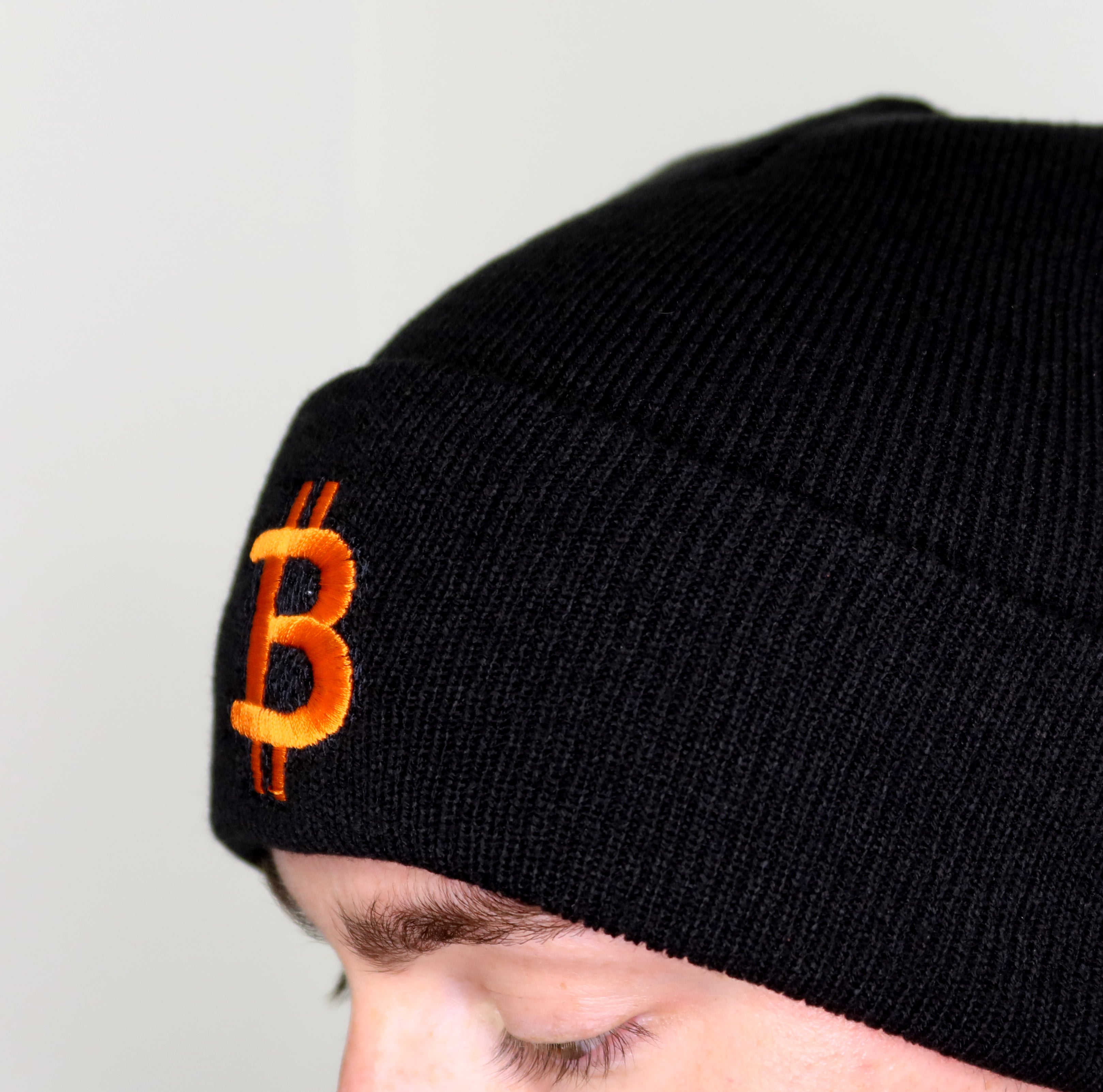 Bitcoin Beanie Hat side, Crypto Beanie Hat back, CSE Beanie Hat back