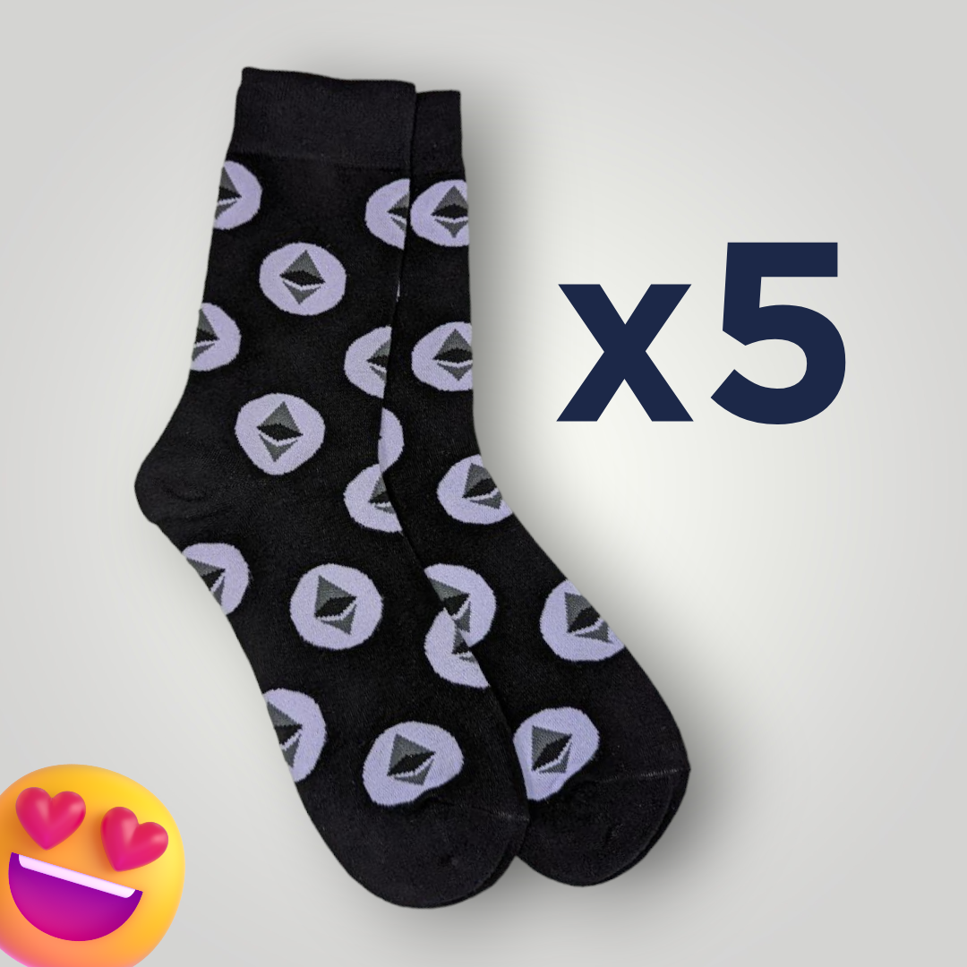 Multi pack of Ethereum Logo Socks | Cryptocurrency Footwear | Unisex ETH Socks