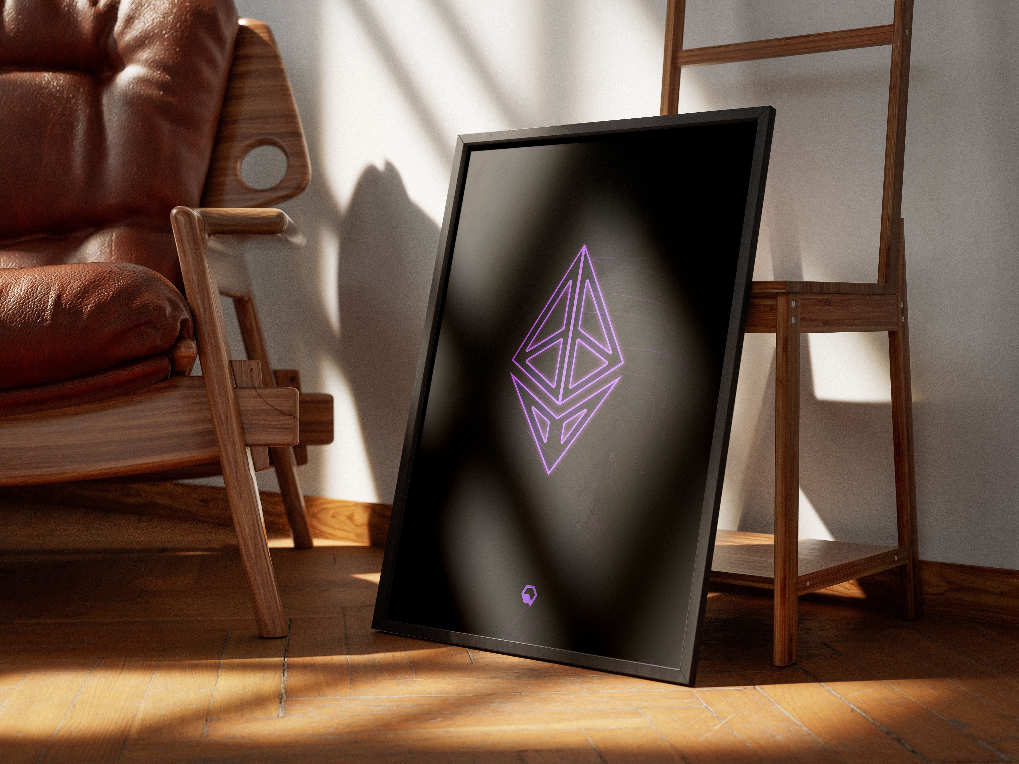 Ethereum Poster Black leaning| ETH Wall Art design | Crypto Art close up