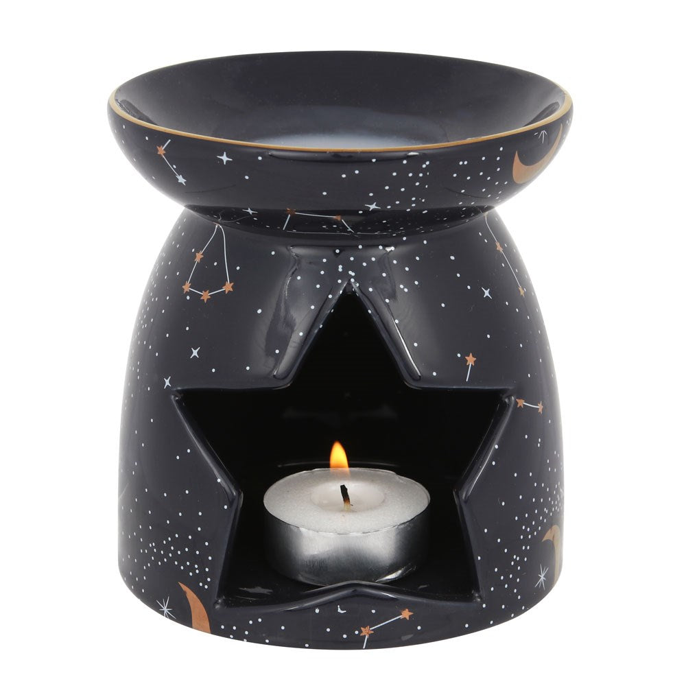 Purple Constellation Wax Burner close up | Candle Wax Warmer in box | Candle Oil Burner with tealight