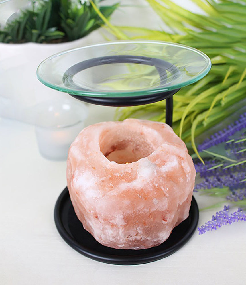 Himalayan Salt Wax Burner overall view | Candle Wax Warmer front | Candle Oil Burner side