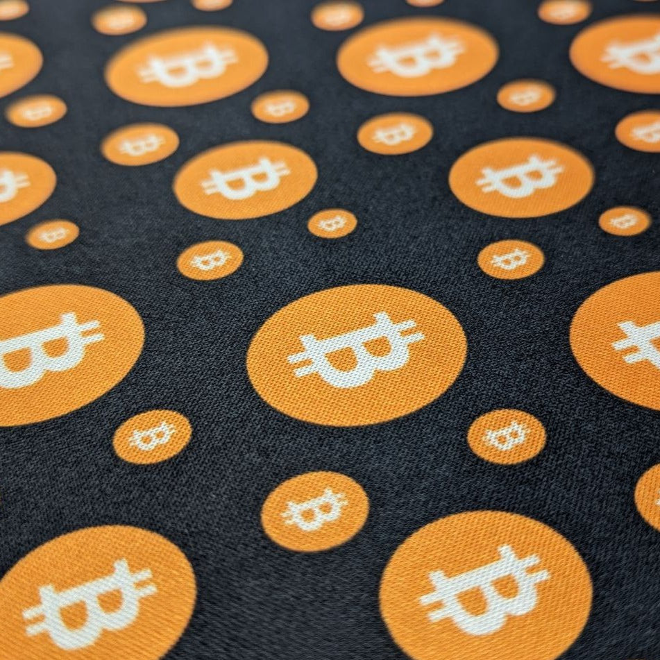 Bitcoin Mouse Mat up close | Bitcoin Logo Mouse Pad close up black | Computer Mouse Pad black 