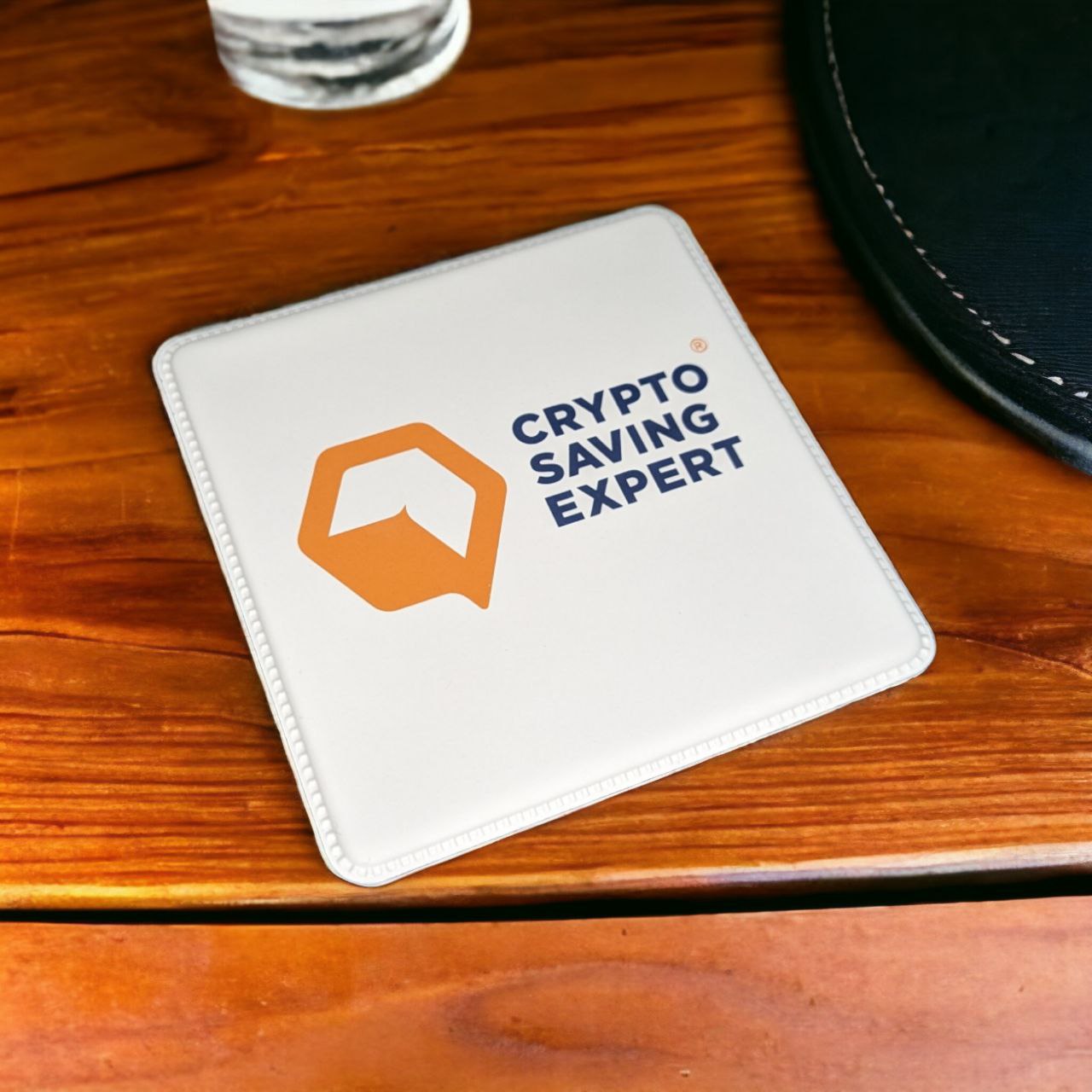 Official CSE Logo Coaster side view | Square Coaster close up | Crypto Coaster one piece