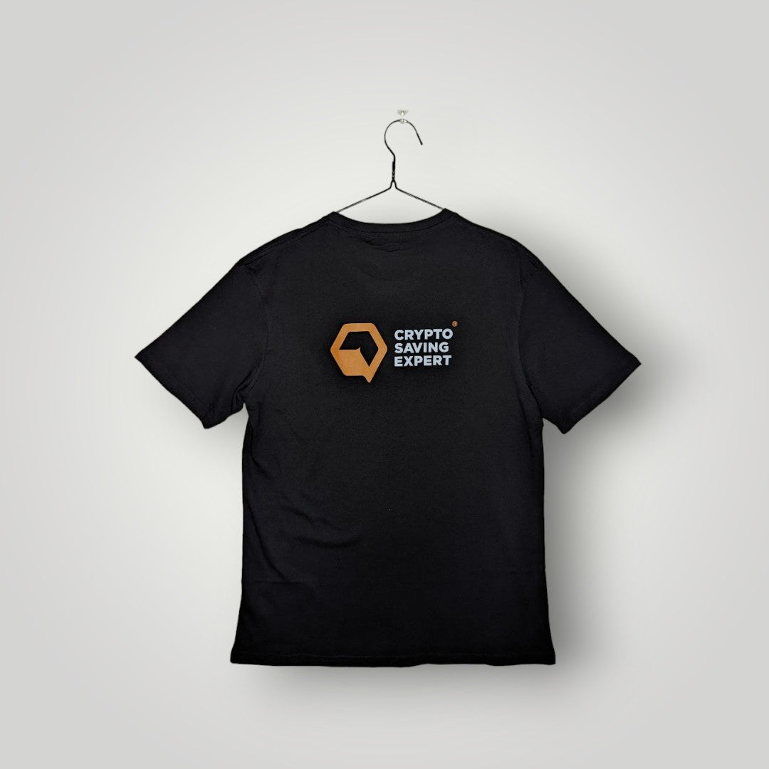 CSE Black with Colour T-shirt overview back | Twin Logo T-shirt back mens | Cryptocurrency T-shirt men rear logo