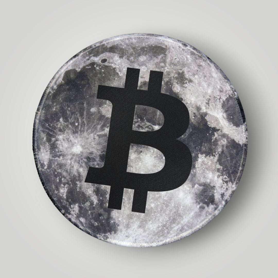 Bitcoin Moon Mouse Mat | Bitcoin Logo Mouse Pad | Computer Mouse Pad front