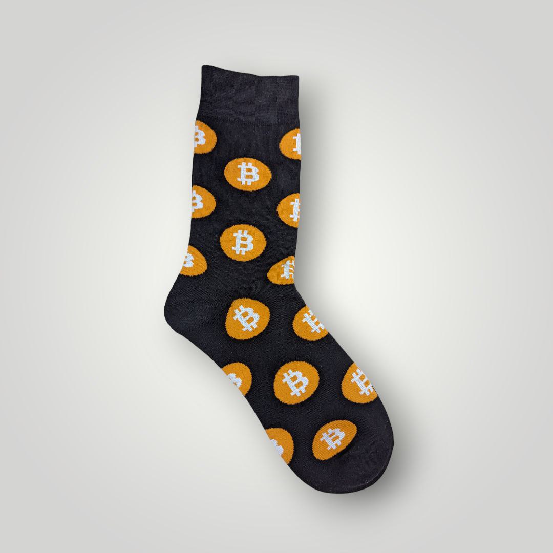 Bitcoin Logo Socks side view| Cryptocurrency Footwear socks | Unisex BTC Socks side