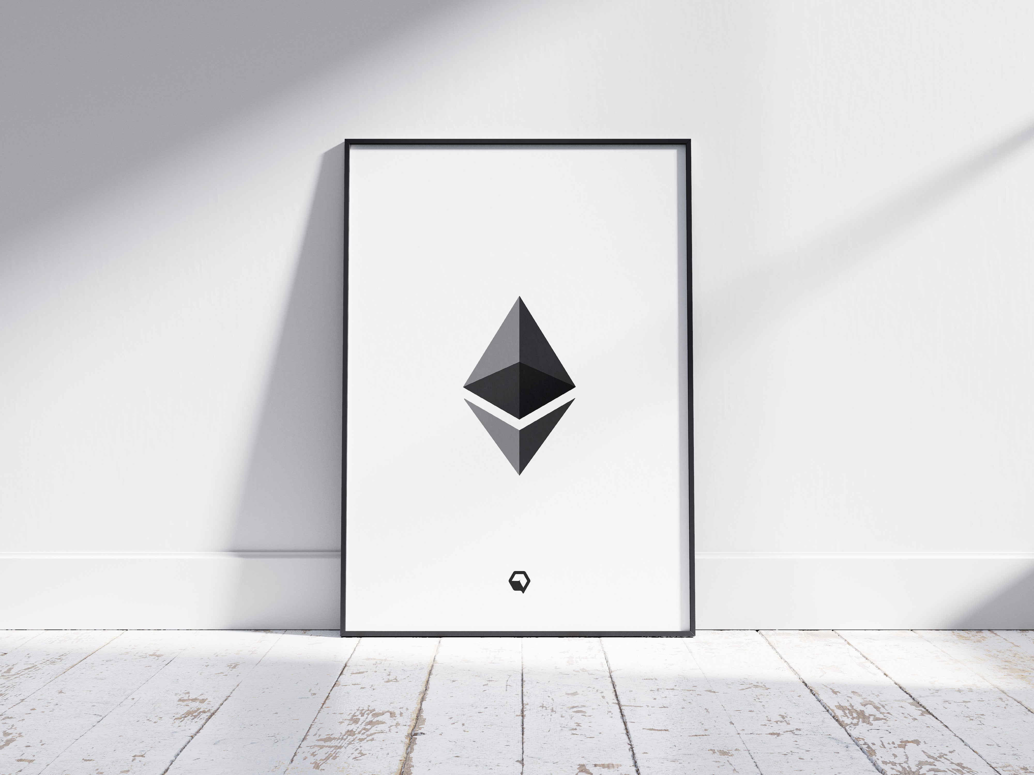 Ethereum Poster White front shot | ETH Wall Art front | Crypto Art floor